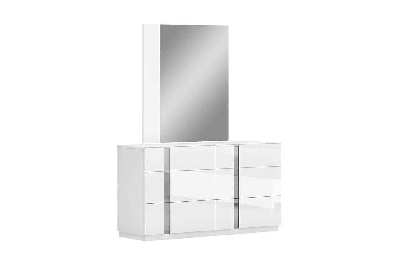 Chloe White Modern Contemporary High Gloss 5-Drawers Chest - Ella Furniture