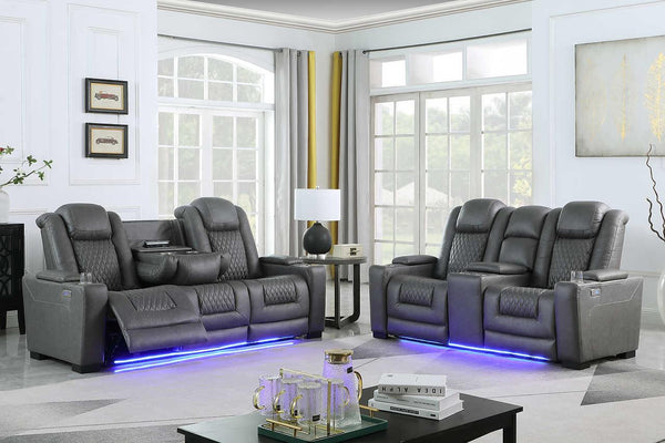 Ash Grey Microfiber 3-Piece Power Reclining Set