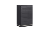 Zoe Graphite Modern Contemporary Pine Wood 2-Drawers Nightstand - Ella Furniture