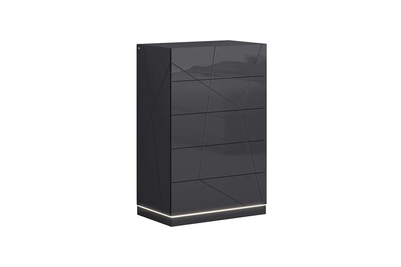 Zoe Graphite Modern Contemporary Pine Wood 2-Drawers Nightstand - Ella Furniture