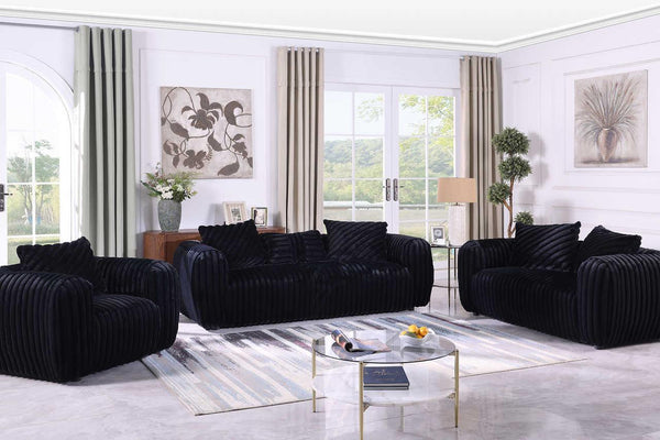 Eli Black Fabric Living Room Set