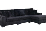 Comfy II Black Velvet 3-Piece Sectional