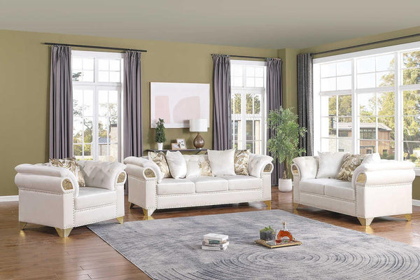 Emma Cream Velvet Living Room Set