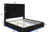 Belinda Black LED Upholstered Platform King Bed