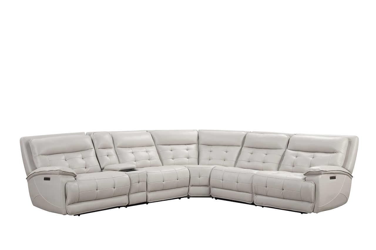Starlight Sand Reclining Sectional w Power Adj Headrest
