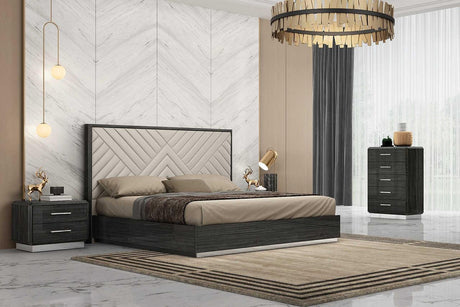 Dion Gray Modern King Bed - Ella Furniture