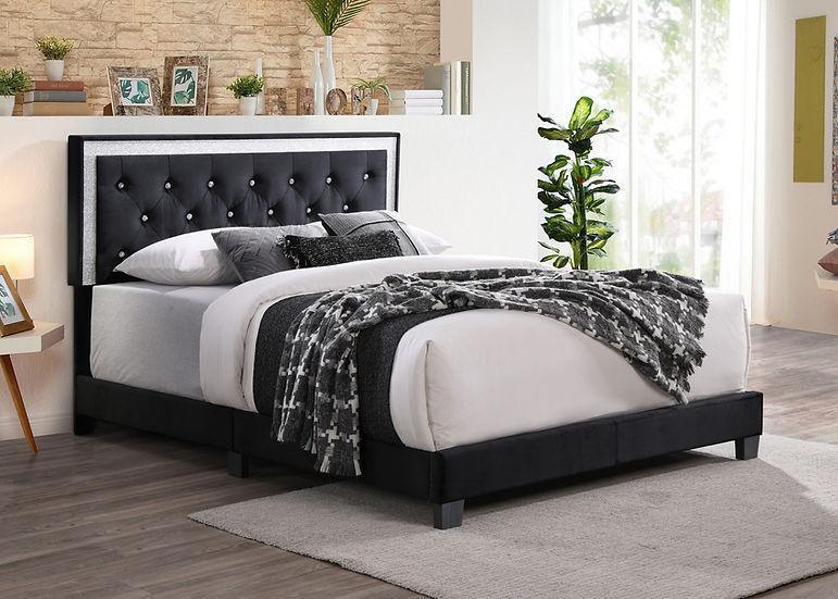 Mariana Black Upholstered Tufted Platform King Bed