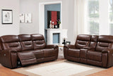 Rosewood Brown Wood Faux Leather (3Pcs Power Reclining Sofa, Loveseat And Recliner) - Ella Furniture