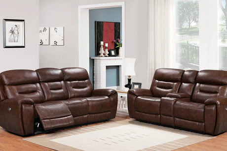 Rosewood Brown Wood Faux Leather (3Pcs Power Reclining Sofa, Loveseat And Recliner) - Ella Furniture