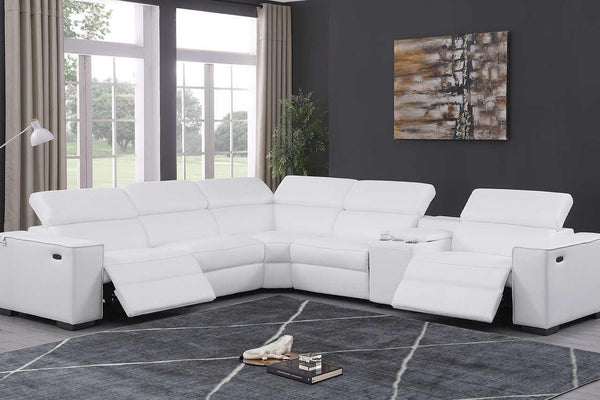 Picasso White 6-Piece 2 Power Reclining Sectional