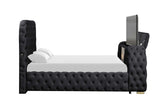 Royal Black Upholstered Tufted Platform King Bed