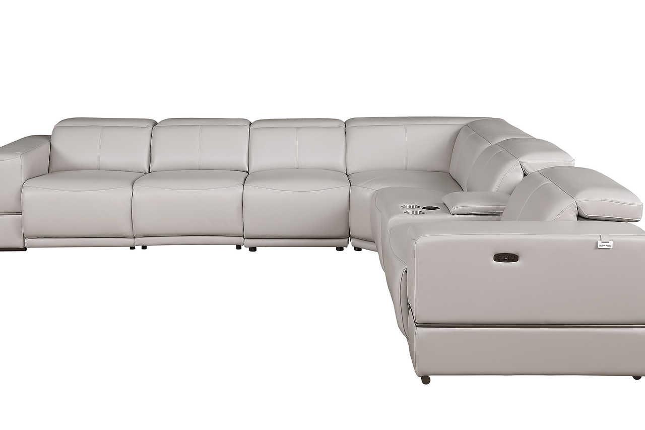 Franco Light Gray 7-Piece 3 Power Reclining Sectional