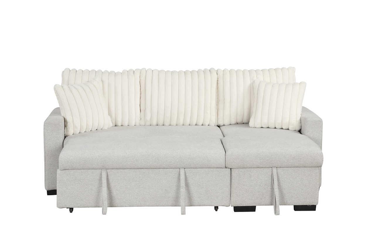Nori Beige Upholstered Sectional w Pull-Out Bed