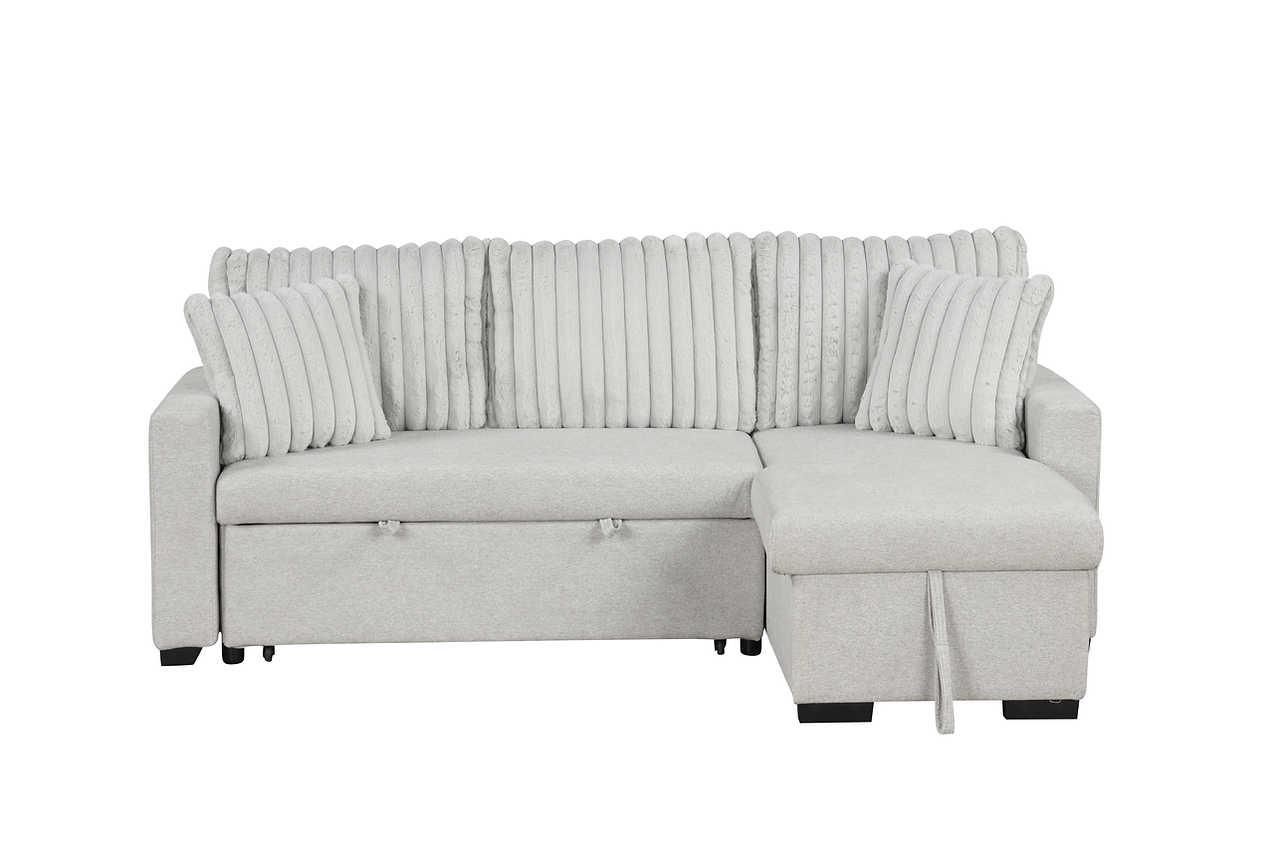 Nori Gray Upholstered Sectional w Pull-Out Bed