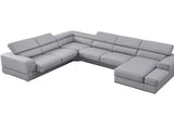 Pella Light Gray Leather RAF Sectional