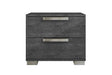 Sarah Rhombus Grey Contemporary Wood High Gloos Lacquer Metallic Accents Extra Nightstand - Ella Furniture