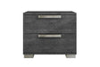 Sarah Geo Ice Grey Contemporary Wood High Gloos Lacquer Metallic Accents Extra Nightstand - Ella Furniture