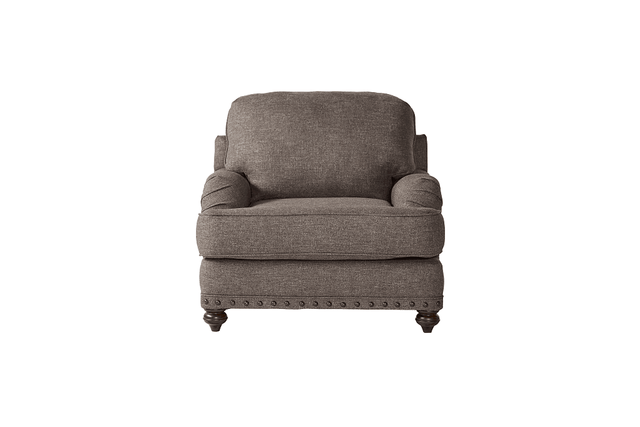 Phineas Driftwood Modern Contemporary Solid Wood Fabric Upholstered Chair - Ella Furniture
