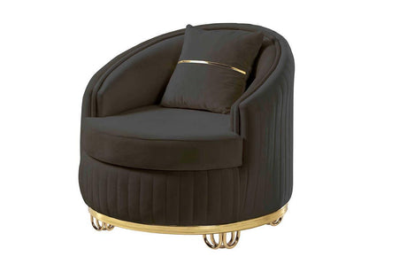 Kelebek Grey/Gold Modern Contemporary Wood And Metal Velvet Upholstered Chair - Ella Furniture