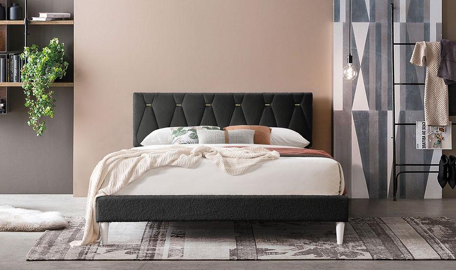 Kiran Black Upholstered Platform Full Bed