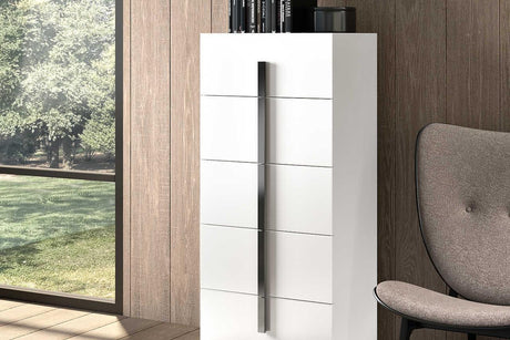 Mara White Modern Traditional Contemporary High Gloss Marble Top Solid Wood Chest - Ella Furniture