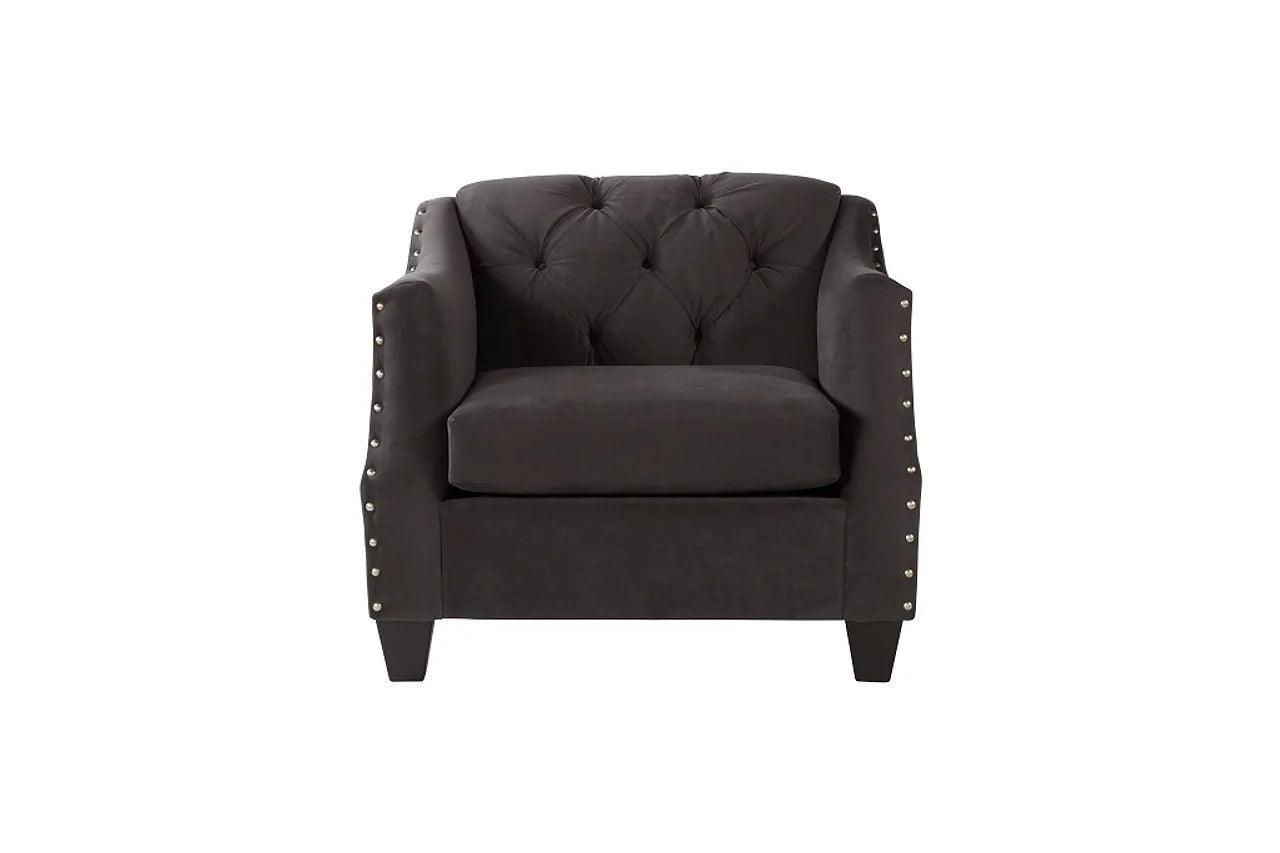 Bing Ash Grey Modern Contemporary Wood, Engineered Wood Fabric Tufted Sofa - Ella Furniture