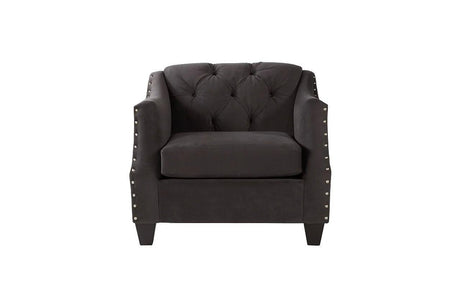 Bing Ash Grey Modern Contemporary Wood, Engineered Wood Fabric Upholstered Tufted Loveseat - Ella Furniture