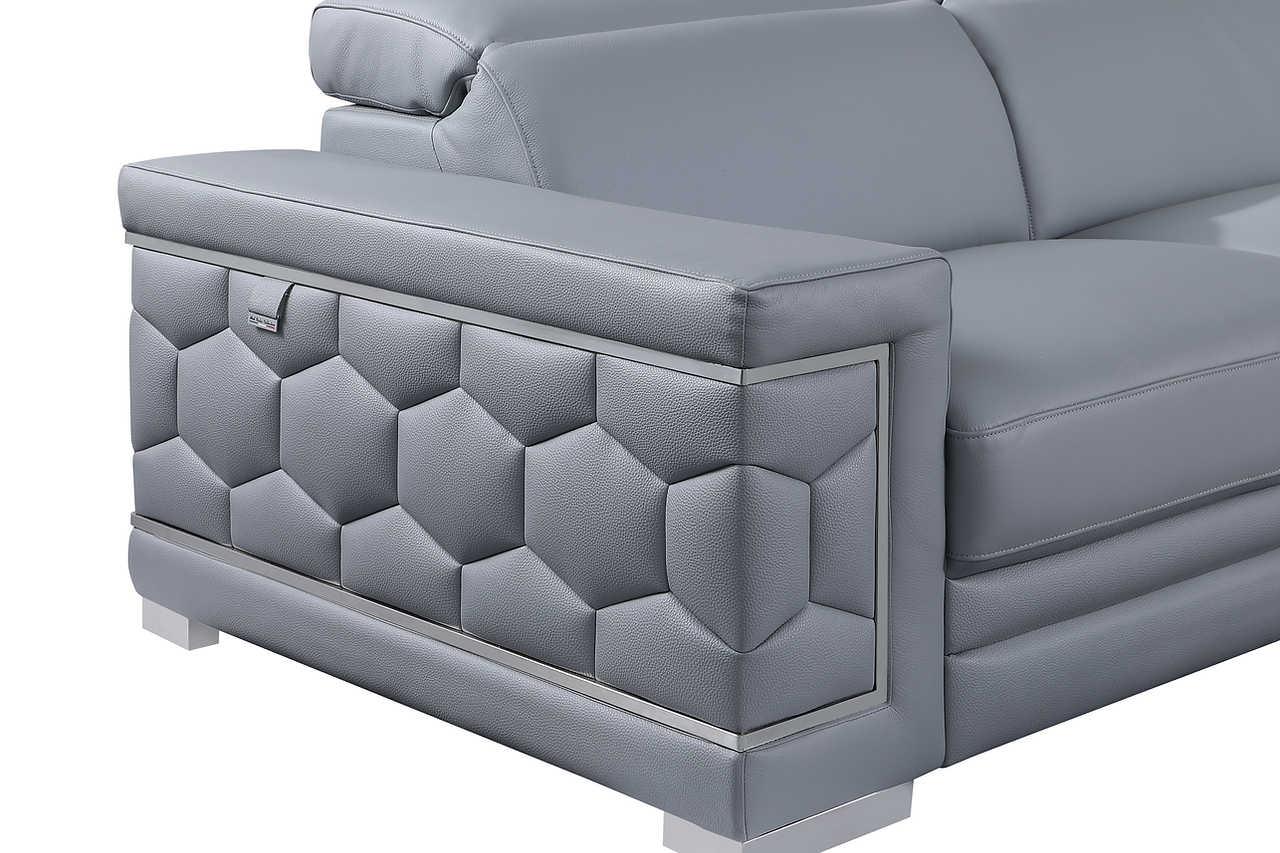 Favo Light Blue Leather Sectional