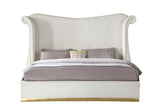 Luna Cream 66"H Velvet Upholstered Wingback Platform King Bed