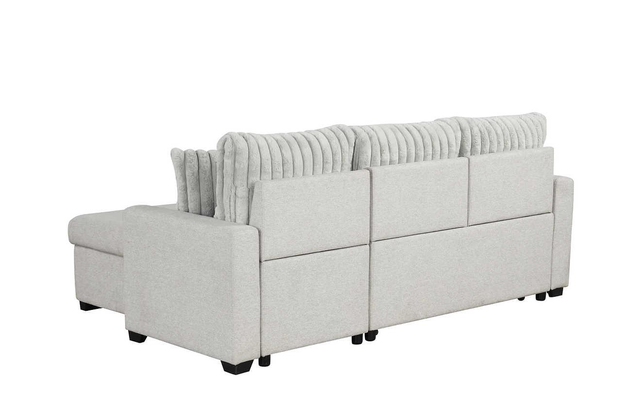 Nori Gray Upholstered Sectional w Pull-Out Bed