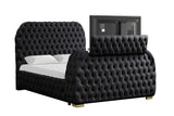 Royal Black Upholstered Tufted Platform King Bed