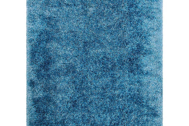 Afro Shag Turquoise Modern Transitional Art Silk Shine Rug - Ella Furniture