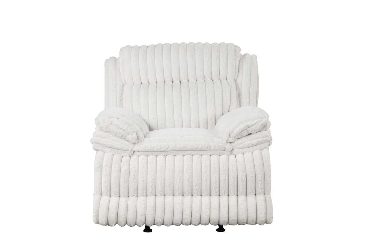 Melow White Fabric 3-Piece Reclining Set