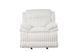Mellow White Thick Stripe Fabric 3-Piece Reclining Set