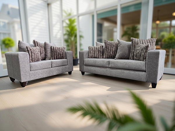 Kora Smoke Fabric 2-Piece Living Room Set