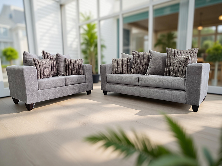 Kora Smoke Fabric 2-Piece Living Room Set