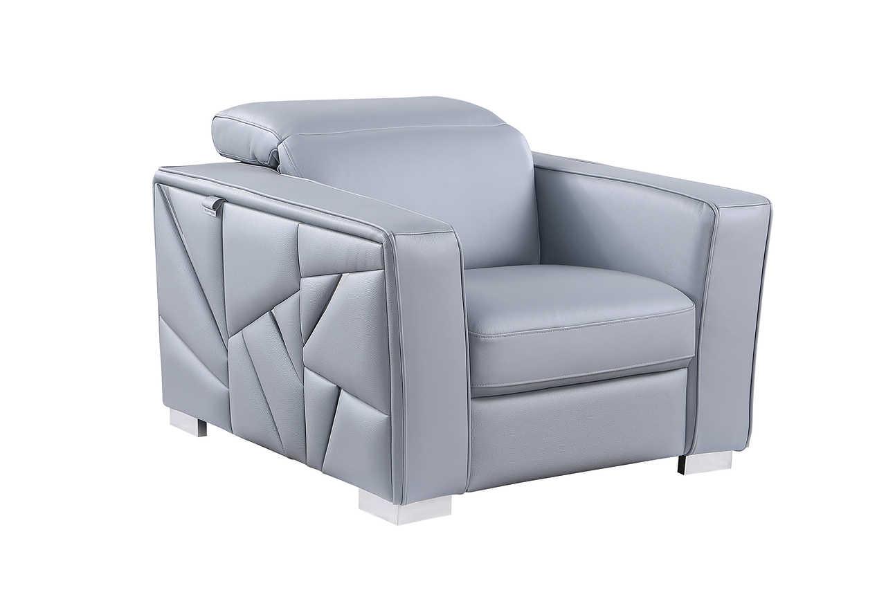 Astra Light Blue Leather Living Room Set