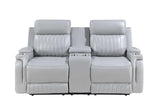Ethan Light Grey Air Leather 3-Piece Reclining Set