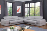 Pella Light Grey Leather Sectional