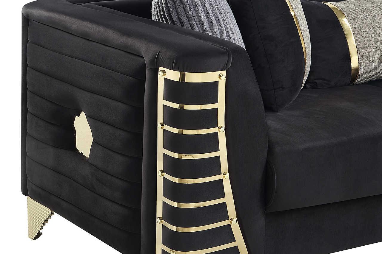 Donovan Black Velvet Living Room Set