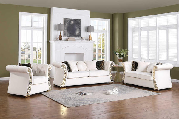 Curamo Cream Velvet Living Room Set