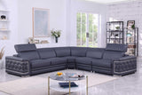 Favo Dark Navy Leather Sectional