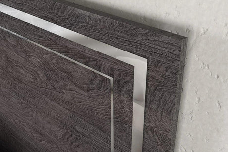 Sarah Grey Contemporary Modern High Gloos Lacquer Metallic Accents Extra Nightstand - Ella Furniture
