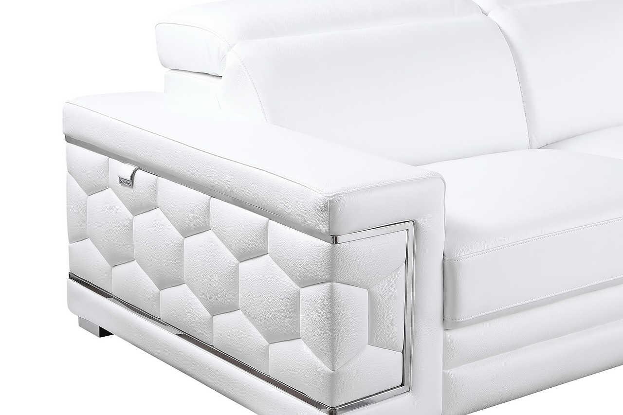 Favo White Leather Sectional
