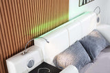 Apollo White Upholstered Storage LED Platform Queen Bed