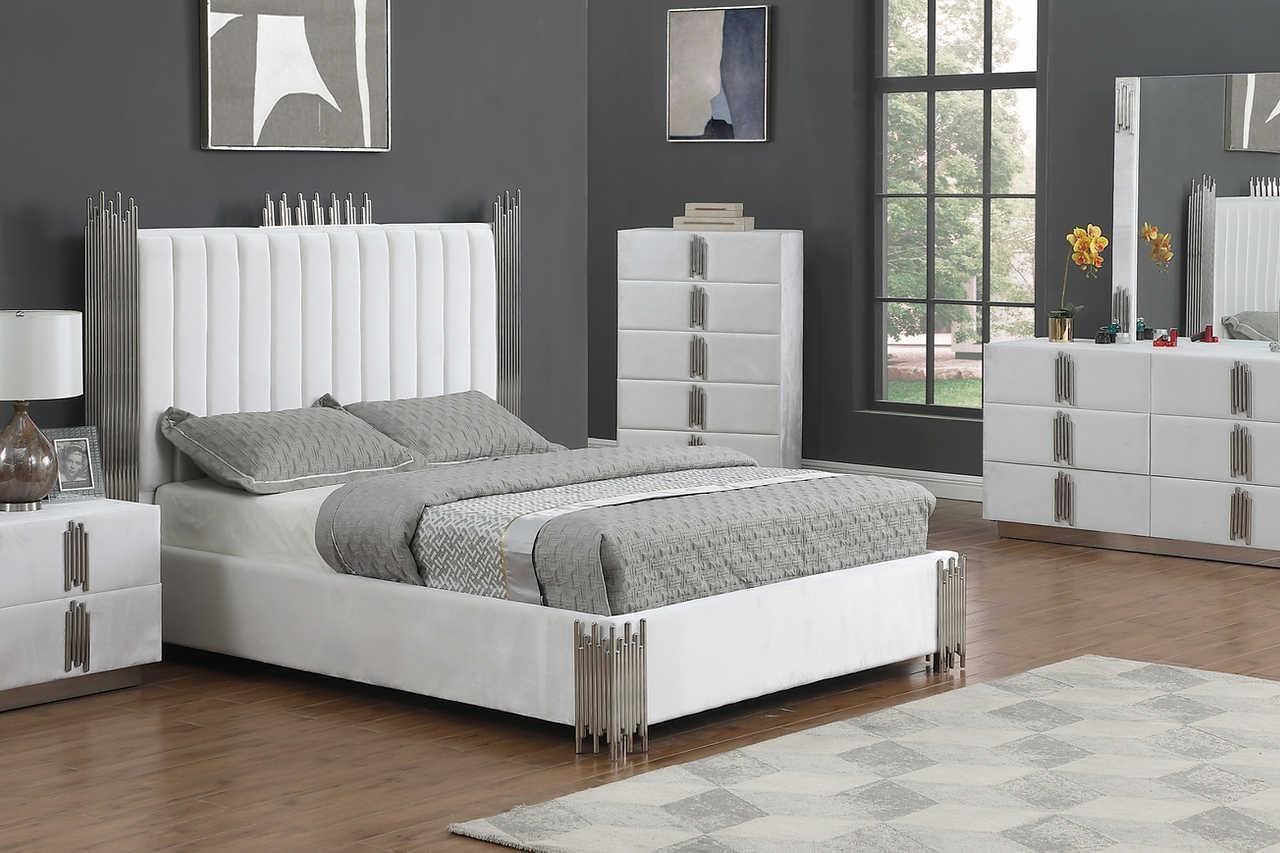 Token White Upholstered Panel Bedroom Set
