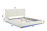 Zima White LED Upholstered Platform King Bed