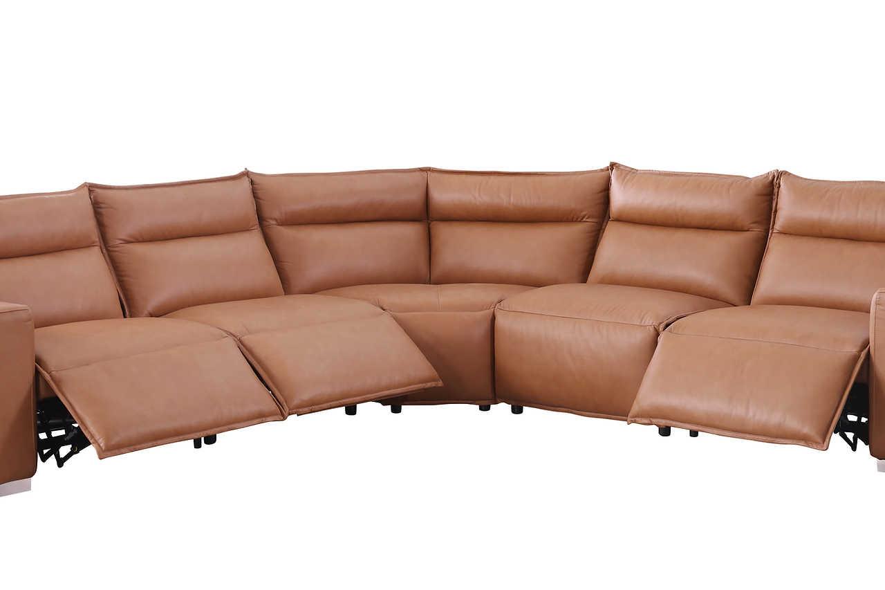 Sierra Camel Leather Reclining Sectional