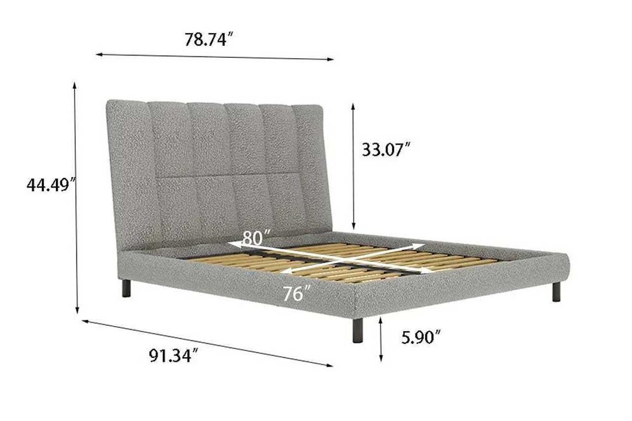 Cato Gray Upholstered Platform Queen Bed