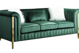 Fara Green/Gold With Silver Modern Contemporary Wood, Engineered Wood Velvet Sofa&Loveseat - Ella Furniture